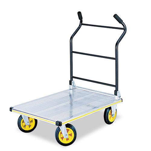 Safco Stow-Away Platform Truck, 1,000 lb Capacity, 24 x 39 x 40, Aluminum/Black