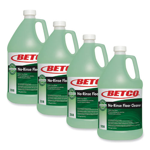 Betco BioActive Solutions No-Rinse Floor Cleaner, Rain Fresh Scent, 1 gal Bottle, 4/Carton