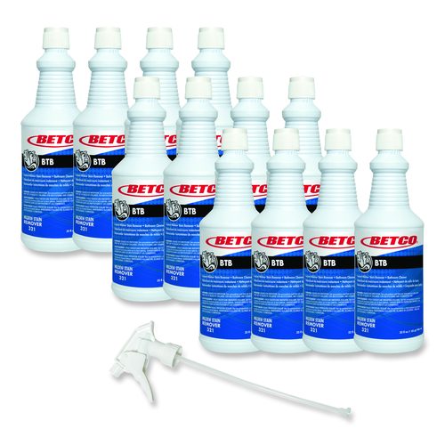 Betco BTB Mildew Stain Remover, Apple Scent, 32 oz Spray Bottle, 12/Carton