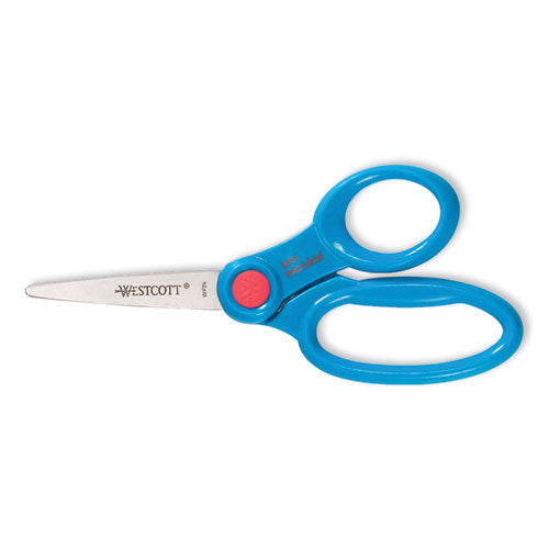 Westcott Kids' Scissors with Antimicrobial Protection, Pointed Tip, 5" Long, 2" Cut Length, Randomly Assorted Handle Color