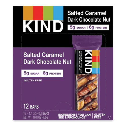 KIND Nuts and Spices Bar, Salted Caramel and Dark Chocolate Nut, 1.4 oz Bar, 12/Pack