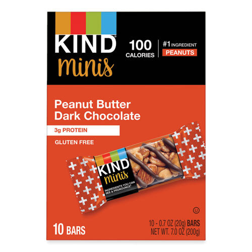 KIND Minis, Peanut Butter Dark Chocolate, 0.7 oz Bar, 10/Pack