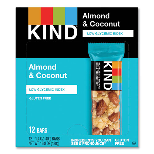 KIND Fruit and Nut Bars, Almond and Coconut, 1.4 oz Bar, 12/Box