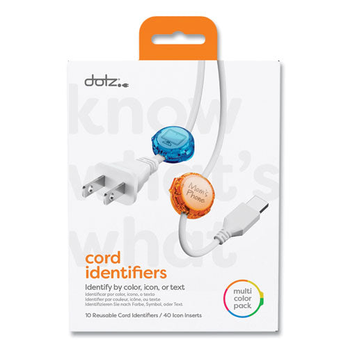 dotz Cord ID, (10) Multi-Colored Identifiers, (40) Punch Out Icons