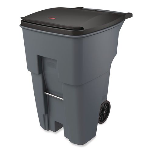 Rubbermaid Commercial Brute Roll-Out Heavy-Duty Container, 95 gal, Polyethylene, Gray