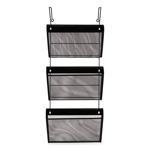Universal Mesh Three-Pack Wall Files, 3 Sections, Letter Size, 14.13" x 3.38" x 8.5", Black