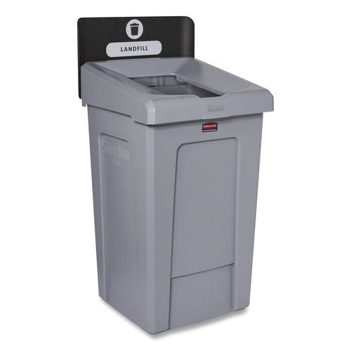 Rubbermaid Commercial Slim Jim Recycling Station 1-Stream, Landfill Recycling Station, 33 gal, Resin, Gray