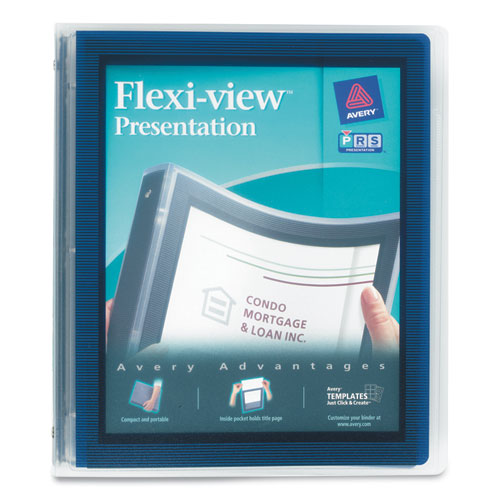Avery Flexi-View Binder with Round Rings, 3 Rings, 1" Capacity, 11 x 8.5, Navy Blue