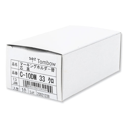 Tombow Mechanical Wax-Based Marking Pencil Refills, 4.4 mm, Black, 10/Box