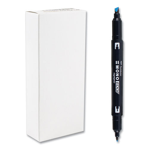 Tombow Mono Highlighters, Skyblue Ink, Bullet/Chisel Tip, Skyblue Barrel, 10/Box