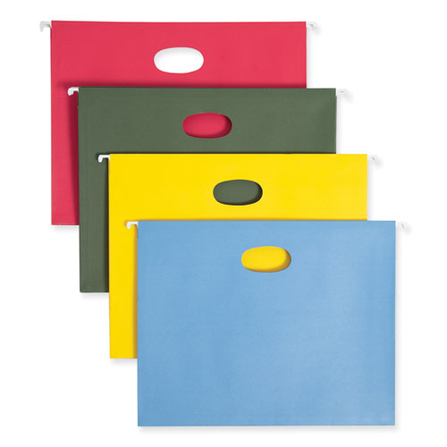 Smead Hanging Pockets with Full-Height Gusset, 1-Section, 3.5" Capacity, Letter Size, Assorted Colors, 4/Pack