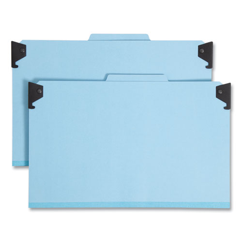 Smead FasTab Hanging Pressboard Classification Folders, 2 Dividers, Legal Size, Blue