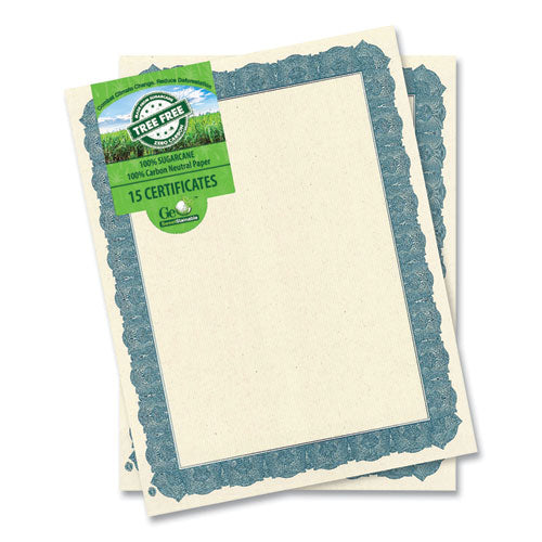 Geographics Award Certificates, 8.5 x 11, Natural with Blue Braided Border, 15/Pack