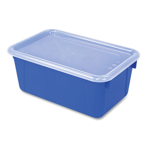 Storex Cubby Bin with Lid, 2 gal, 8.2 x 12.5 x 11.5, Blue, 5/Pack