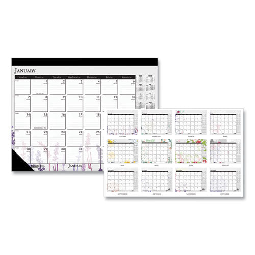 House of Doolittle Recycled Desk Pad Calendar, Wild Flowers Artwork, 22 x 17, White Sheets, Black Binding/Corners,12-Month (Jan-Dec): 2026