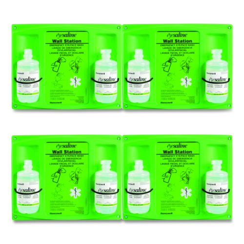 Honeywell Double Bottle Sterile Saline Eye Wash Wall Station, 16 oz Bottles, 2 Bottles/Station, 4 Stations/Carton