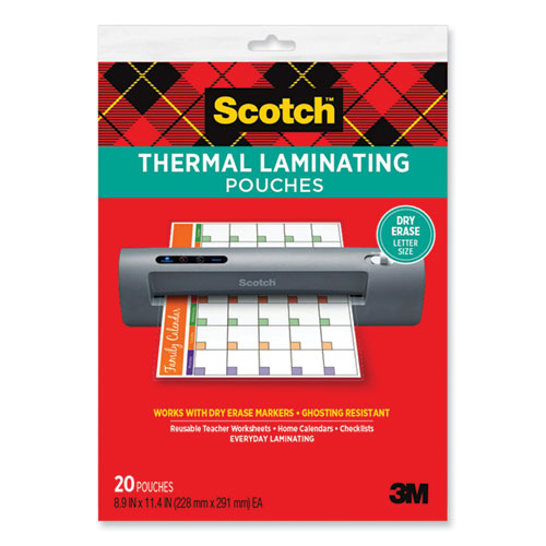 Scotch Laminating Pouches, 3 mil, 8.9 x 11.4, Clear, 20/Pack