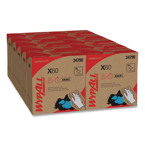 WypAll General Clean X60 Cloths, POP-UP Box, 8.34 x 16.8, White, 118/Box, 10 Boxes/Carton