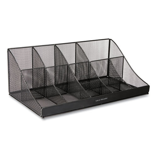 Mind Reader Network Collection 11-Compartment Coffee Cup and Condiment Countertop Organizer, 9.5 x 17.88 x 6.63, Black