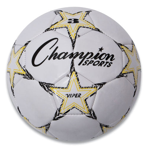 Champion Sports VIPER Soccer Ball, No. 3 Size, 7.25" to 7.5" Diameter, White
