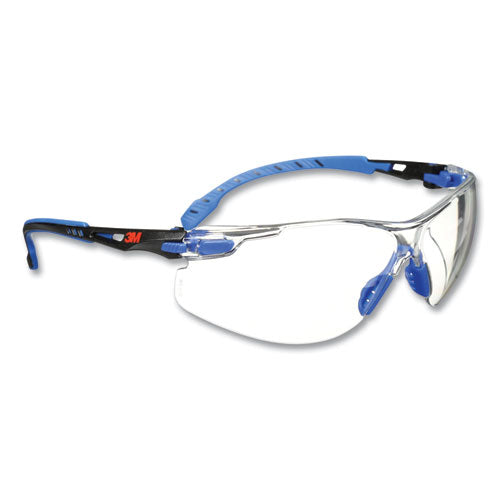 3M Solus 1000 Series Safety Glasses, Frameless, Blue Arms, Clear Single Lens