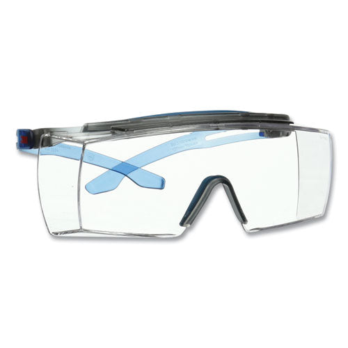 3M SecureFit 3700 Protective Eyewear, Blue Half Frame OTG, Clear Single Lens