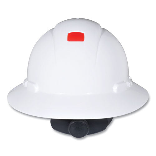 3M SecureFit H-800 Series Hard Hat with UVicator, Full Brim, 4-Point Pressure Diffusion Ratchet, One Size Fits Most, White