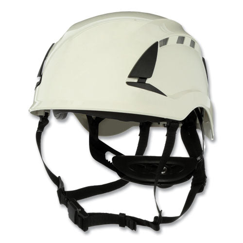 3M SecureFit X5000 Series Safety Helmets, Vented, Brimless, 6-Point Pressure Diffusion Ratchet, One Size Fits Most, White