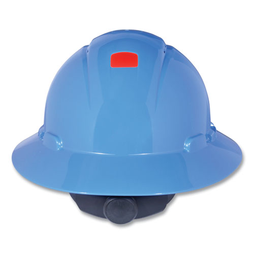 3M SecureFit H-800 Series Hard Hat with UVicator, Full Brim, 4-Point Pressure Diffusion Ratchet, One Size Fits Most, Blue