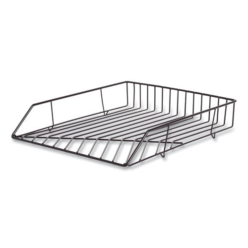 U Brands Vena Paper Tray, 1 Section, Holds 11" x 8.5" Sheets, 10.04 x 12.44 x 2.01, Black