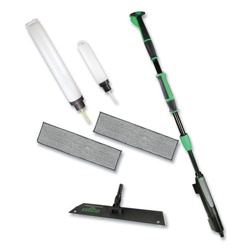 Unger Excella Floor Cleaning Kit, 20" Gray Microfiber Head, 48" to 65" Black/Green Handle