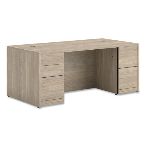 HON 10500 Series Double Full-Height Pedestal Desk, Left: Box/Box/File, Right: File/File, 72" x 36" x 29.5", Kingswood Walnut