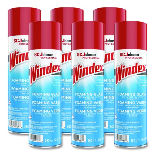 Windex Foaming Glass Cleaner, 20 oz Aerosol Spray, 6/Carton