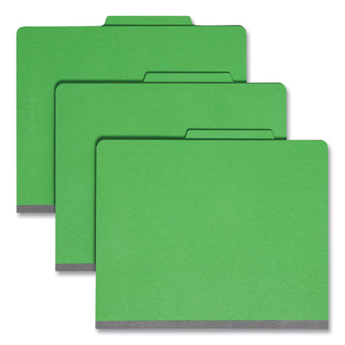Smead Colored Top Tab Classification Folders, 2/5-Cut Tab, Expands 2", 1 Divider, 4 SafeSHIELD Fasteners, Letter Size, Green, 10/BX