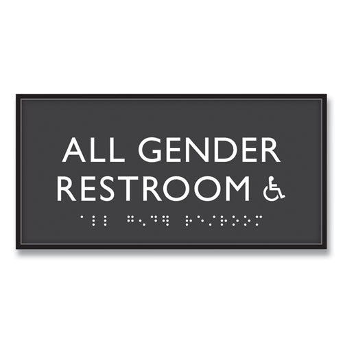 Headline Sign ADA Sign, All Gender Restroom Accessible, Plastic, 4 x 4, Clear/White