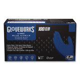 GloveWorks by AMMEX Heavy-Duty Industrial Nitrile Gloves, Powder-Free, 6 mil Thick, 9.5" Long, Royal Blue, 100/Box, 10 Boxes/Carton