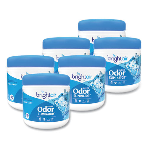BRIGHT Air Super Odor Eliminator, Cool and Clean, Blue, 14 oz Jar, 6/Carton