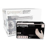 GloveWorks by AMMEX Latex Disposable Gloves, Powder-Free, 4 mil Thick, 9.5" Long, Ivory, 100/Box, 10 Boxes/Carton