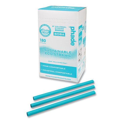 phade Marine Biodegradable Straws, Boba Straw, 9", Ocean Blue, 720/Carton