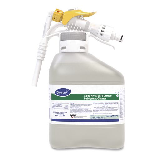 Diversey Alpha-HP Concentrated Multi-Surface Cleaner, Citrus Scent, 5,000 mL RTD Spray Bottle