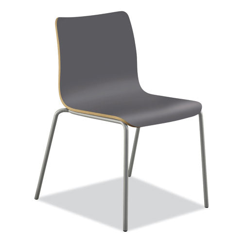 HON Ruck Laminate Chair, Supports Up to 300 lb, 18" Seat Height, Charcoal Seat/Back, Silver Base