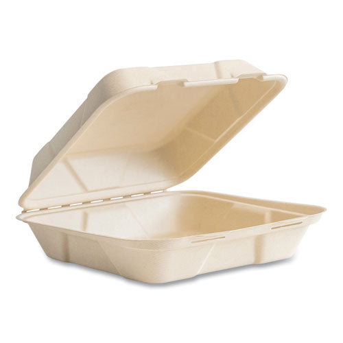 Vegware Nourish Molded Fiber Takeout Container, Compostable, 9 x 10 x 2, Natural, Sugarcane, 200/Carton