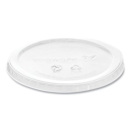 Vegware Round Deli Pot Lids, Compostable, For 8 oz to 32 oz Deli Containers, Clear, Plastic, 500/Carton