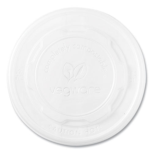 Vegware 115-Series Flat Hot Lids, Compostable, For Use With 115-Series Soup Containers, White, Plastic, 500/Carton