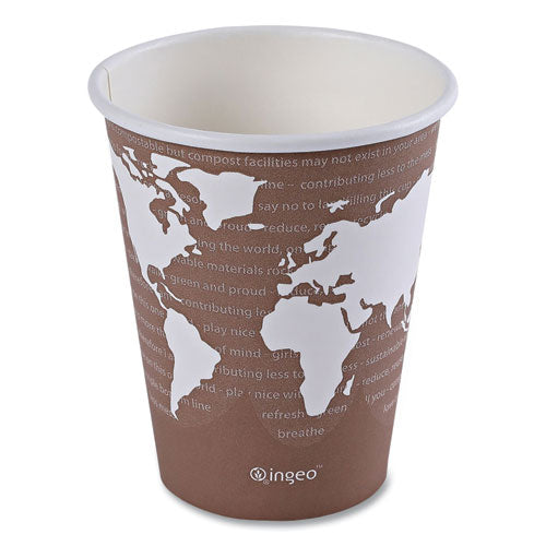Eco-Products World Art Renewable and Compostable Hot Cups, 8 oz, Paper, Plum, 50/Pack