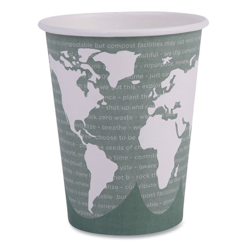 Eco-Products World Art Renewable and Compostable Hot Cups, 12 oz, Paper, Sage, 50/Pack, 20 Packs/Carton