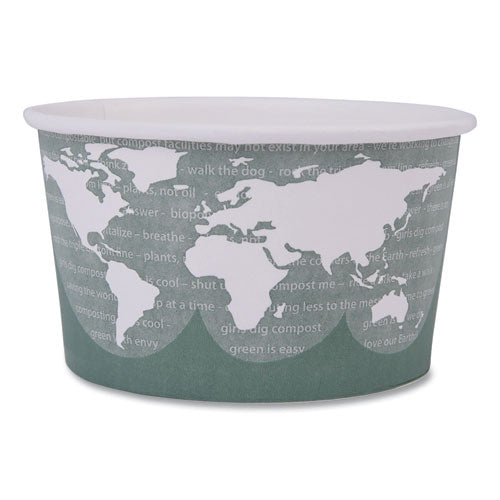 Eco-Products World Art Renewable and Compostable Food Container, 12 oz, 4.05" Diameter x 2.5" h, Moss, Paper, 25/Pack, 20 Packs/Carton