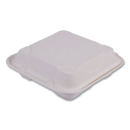 Eco-Products Vanguard Renewable and Compostable Sugarcane Clamshells, 3 Compartments, 9 x 9 x 3, White, 200/Carton