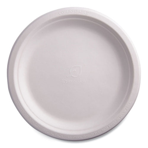 Eco-Products Vanguard Renewable and Compostable Sugarcane Plates, 9" dia, White, 500/Carton