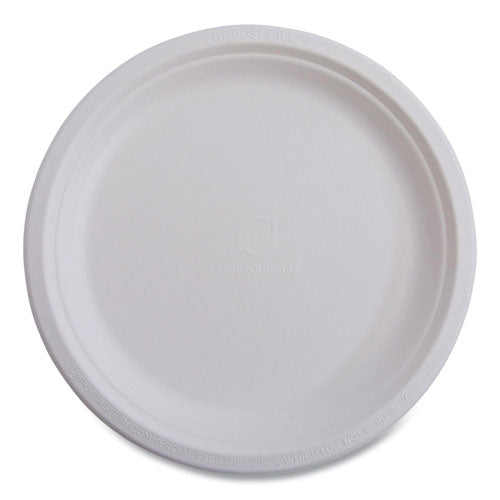 Eco-Products Vanguard Renewable and Compostable Sugarcane Plates, 6" dia, White, 1,000/Carton